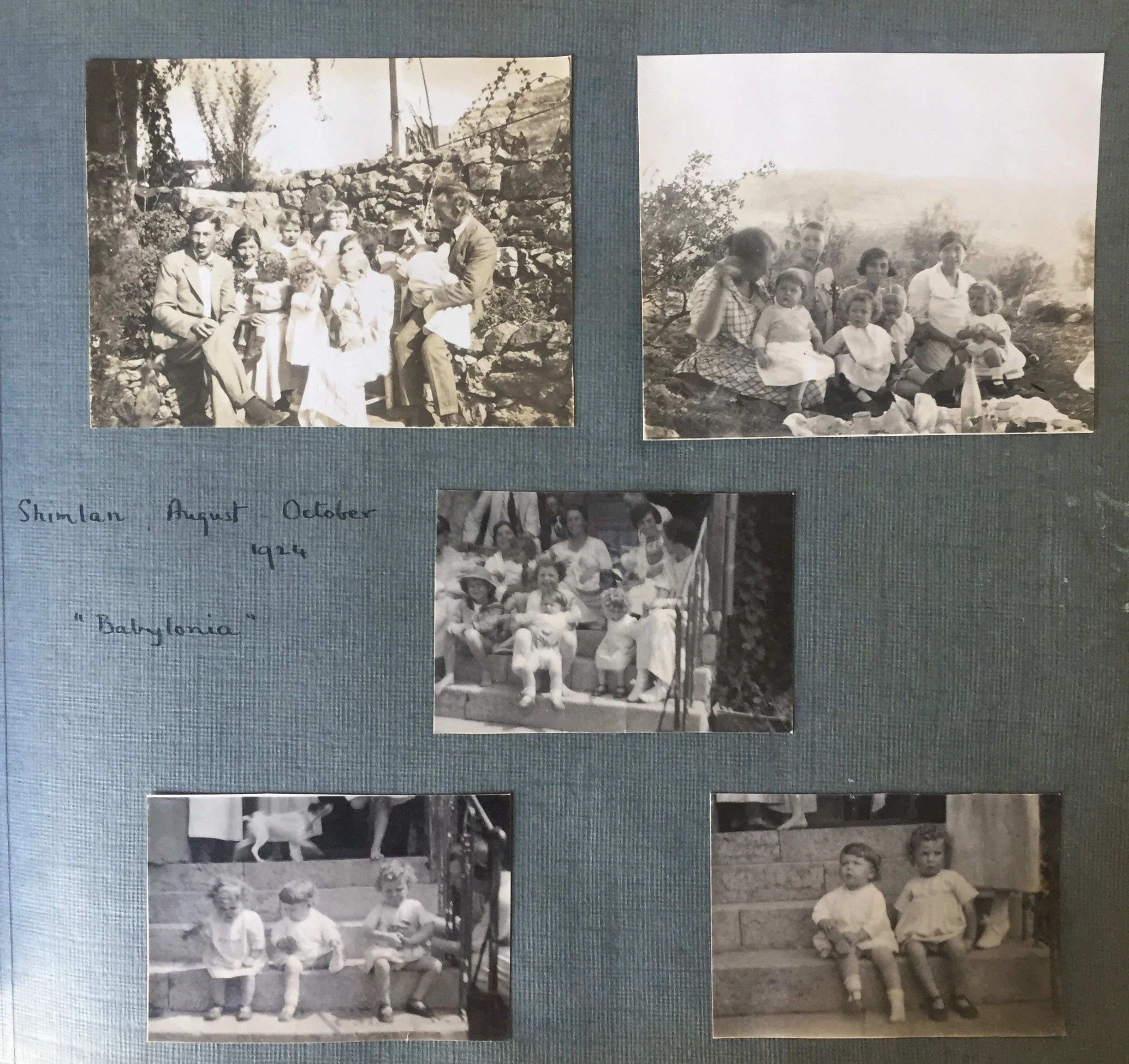 Vintage scrapbook photo album page, Shimlan 1924